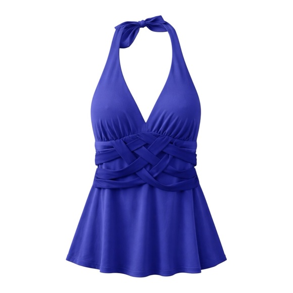 SPANX Other - SPANX Purple Halter Tankini Top Criss Cross Waist Peplum Swim Shaping 14